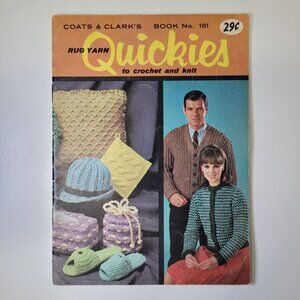 Coats Clarks Book 161 Rug Yarn Quickies Crochet‎ Knit Vintage 1960s Mid Century